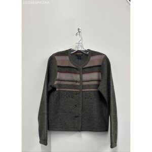 Woolrich Sage Rust VTG 90s Women 100% Wool‎ Knit Cardigan Sweater - Size Medium